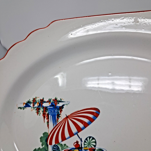 Sunporch 13" x 10" Large Serving Platter vintage ceramic 1940s W S George - Picture 6 of 16
