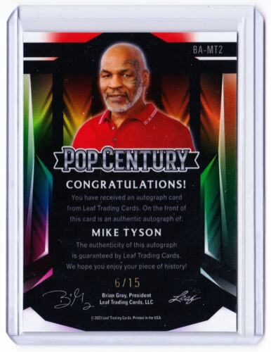 Mike Tyson 2023 Leaf Pop Century Autograph Card # /15 !! Iron Mike Auto - Picture 2 of 2