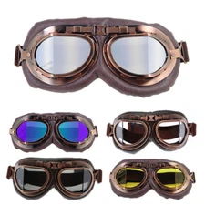 Motorcycle Vintage Goggles Leather Windproof Retro ATV Dirt Bike Racing Glasses