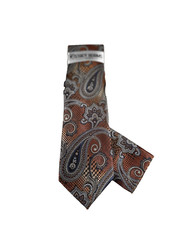 Stacy Adams Men's Tie  Hanky Orange Cobalt Blue Rust Brown Silver 3.25" Wide