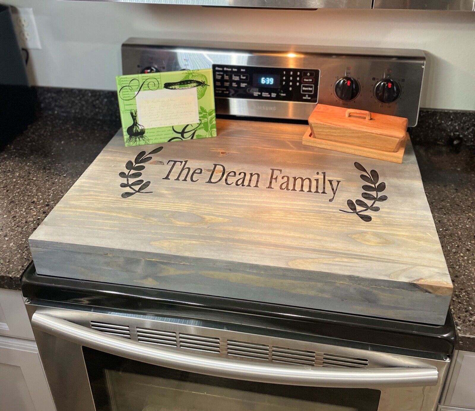 Box Style Board Stove Top Cover, Engraved Stove Cover, Farmhouse