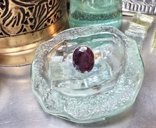 Genuine 925 Sterling Silver Large Antique Style Ruby Gemstone Ring Size 8