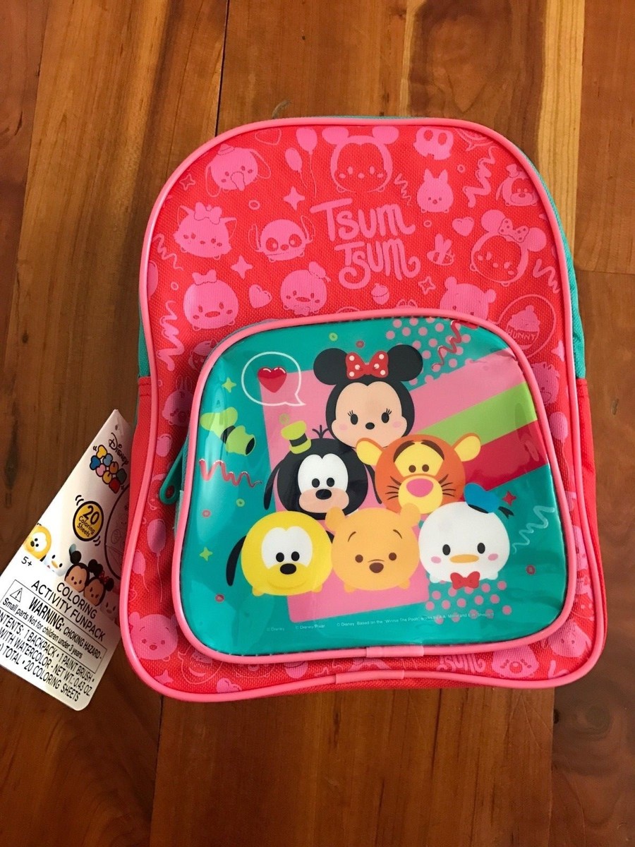 NWT Disney Tsum Tsum Pink Blue Coloring Activity Fun Pack Mini Back Pack