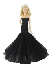 Fashion Black Fishtail 1/6 Doll Clothes Evening Dress Outfits Wedding Gown 11.5"