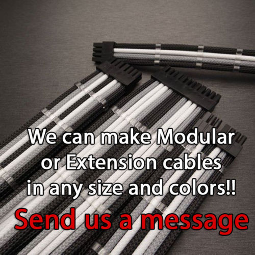 4 Pin 30cm Black & Orange CPU Mobo Sleeved Extension Shakmods + 2 Cable Combs - Picture 3 of 6