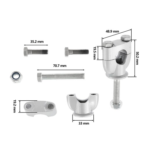 Chrome 22mm 7/8" CNC Motorcycle HandleBar Bar Mount Clamps Risers Adapters Set - Bild 3 von 11