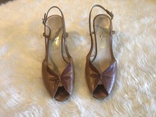 Vintage Salvatore Ferragamo Two Tone Leather Short Heel Sandals