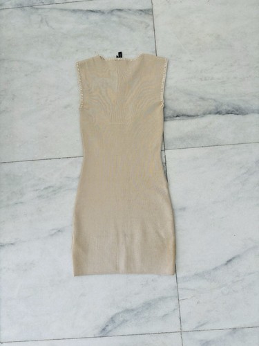 Marciano Beige Leather Knit Stretch Bodycon Dress Size XS - Picture 2 of 7