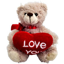 Plushland Teddy Bear Love You Red Heart 6" Soft Plush Stuffed Toy Handmade Vtg