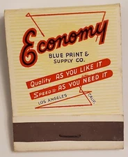 Economy Blue Print & Supply Co; FULL matchbook; 1950’s; Unused; NOS; FREE Ship!