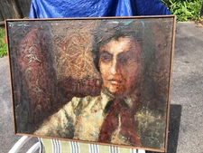 Marie Cosindas Dated 1971 Self Portrait Oil on Canvas Painting Expressionism 