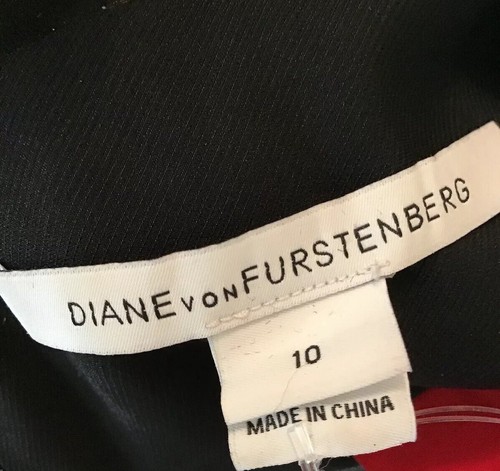 DVF dress Black & white tweed Drop Waist Car wash Skirt leather trim size 10 - Picture 6 of 12