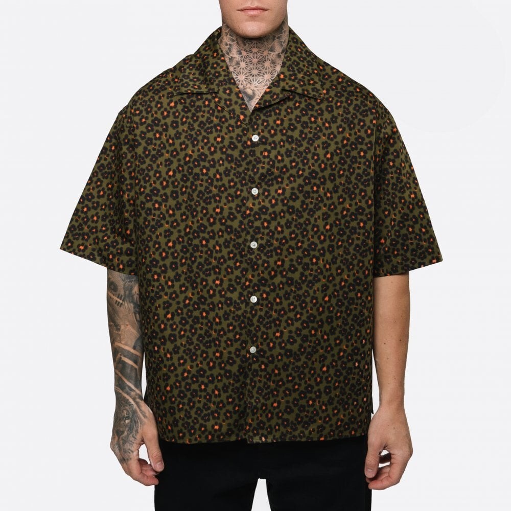 KENZO L52416 Mens Green Hana Floral Leopard Print Cotton KENZO L52416 Mens Green Hana Floral Leopard Print Cotton