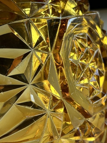 Vtg Amber Depression Cut Glass Bowl 5.5” Star Candy Berry Candle Bowl - Picture 8 of 18