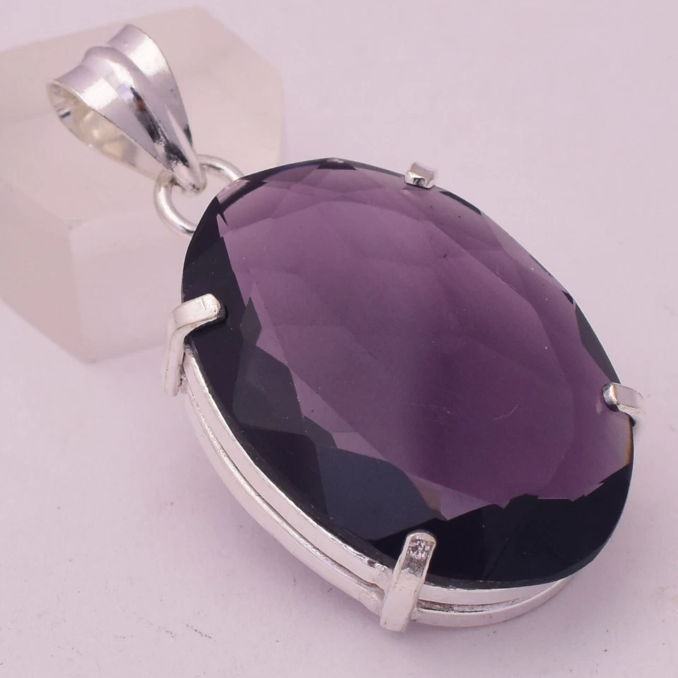 Pendente Fatto A Mano In Argento Sterling 925 Con Gemma Di Ametista Africana - Immagine 2 di 4
