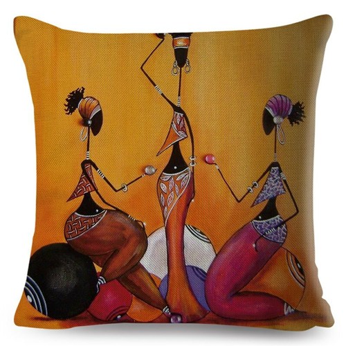 Orange Abstract Painting Africa life Collection African Woman Home Decor Pillow - Picture 19 of 38
