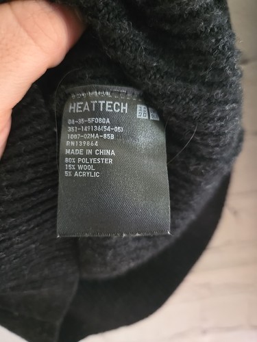 Maglione uomo Uniqlo Heattech taglia S grande misto lana girocollo grigio erica a costine - Foto 3 di 6