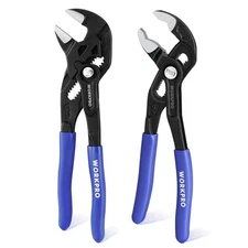 WORKPRO 2PC 7" Quick Adjustment Plier Wrench Groove Joint Plier Set Wide Opening