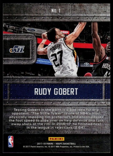 2017-18 Hoops #1 Rudy Gobert Swat Team Utah Jazz - Picture 2 of 2