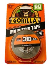 Gorilla Heavy Duty Double Sided Mounting Tape, 1 Inch x 60 Inches, Black