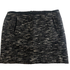 Talbots Womens Wool Blend Tweed Skirt Sz 16WP Black Front Pockets Back Zip Lined