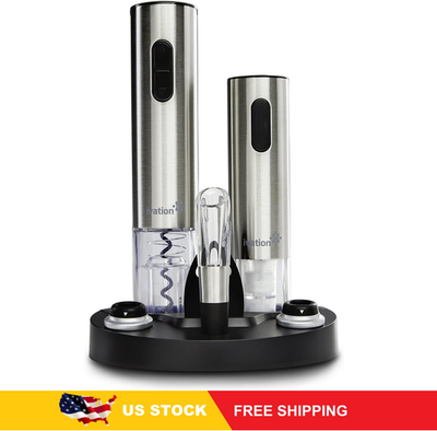 #ad Ivation Electric Wine Gift Set with Opener Aerator Vacuum Stoppers amp; Base $74.96