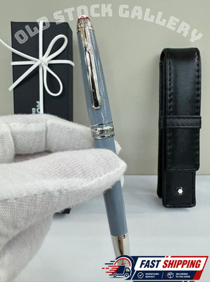 New MB Meisterstück Fountain Pen 163 Light Blue MONTBLANC w/ Leather Case Fastsh