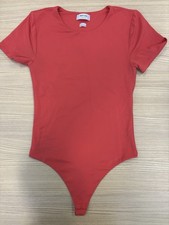 Aritzia Contour Coral Red Women's Short Sleeve Bodysuit One Piece Size M