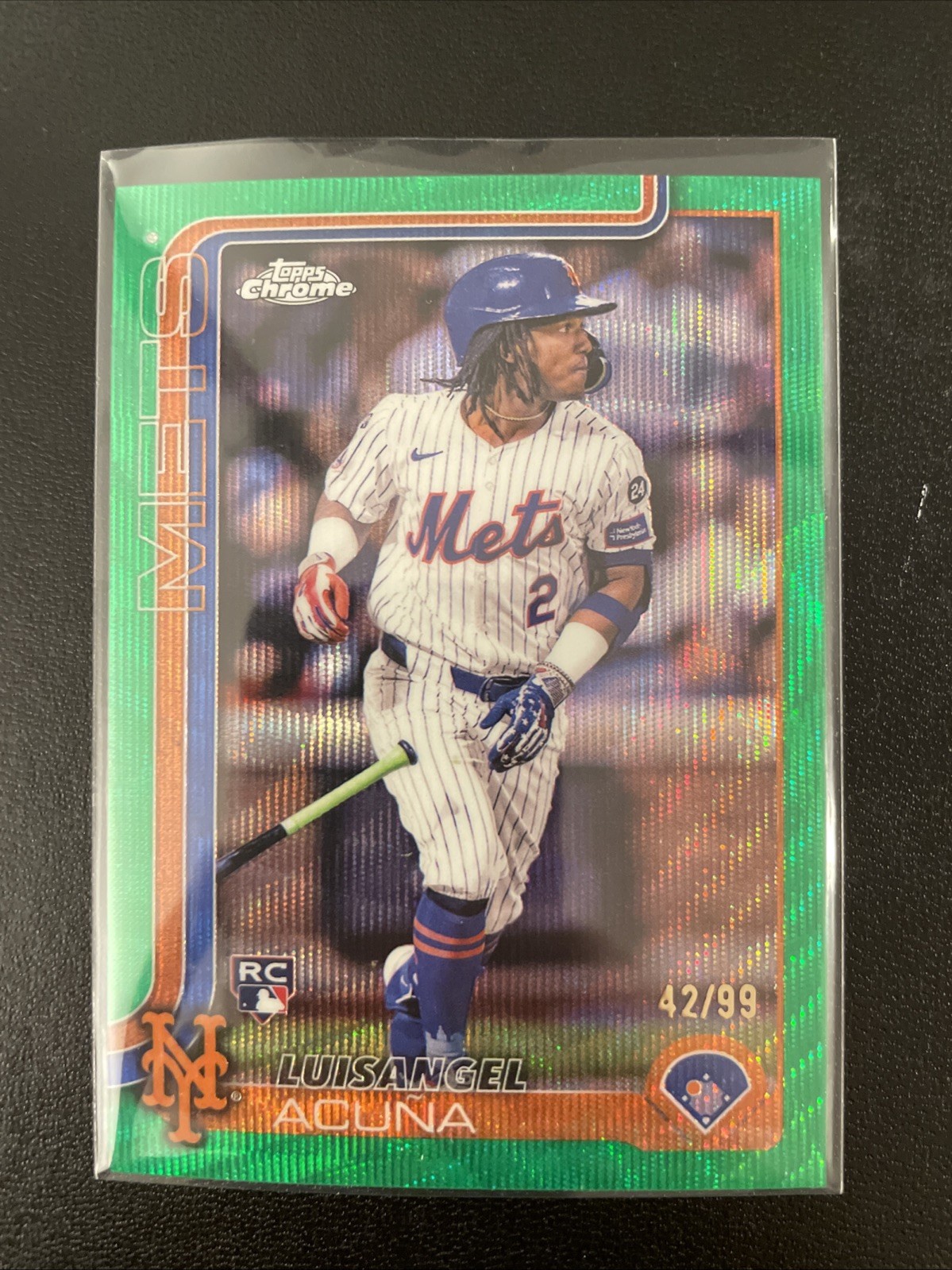 2025 Topps Chrome - Luisangel Acuna #56 Green Wave Refractor /99 (RC)