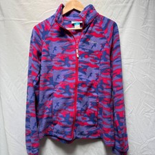 Columbia Girls Kids Light Fleece Jacket Full Zip Tri Color Red Purple Size 14/16