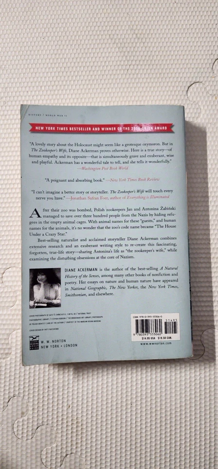 Zookeeper's Wife : A War Story by Diane Ackerman (2008, Trade Paperback) Foto 2 de 4
