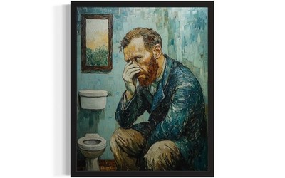 Van Gogh Funny Bathroom Restroom Art Print Poster Wall Art Painting