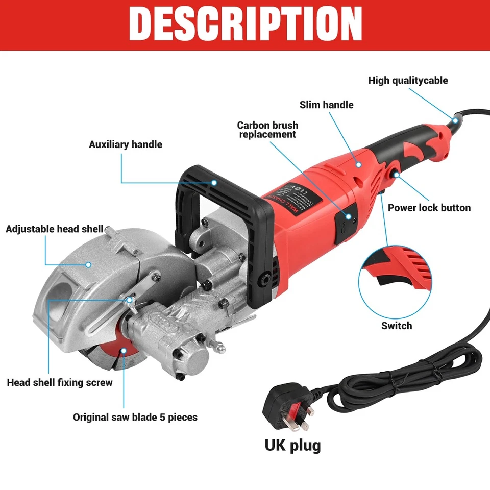 ~4000W Wall Groove Cutting Machine 36mm Electric Wall Chaser Slotting Machine - Image 3 of 4
