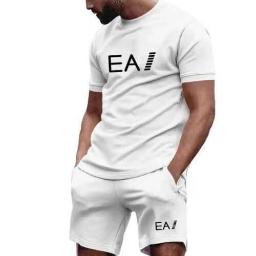 Heiße Sommeroutfits Für Herren 2-Teiliges Set Trainingsanzug Kurzarm-T-Shirt E - Bild 32 von 35