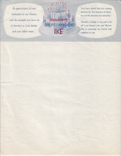 Dwight Eisenhower Happy Birthday Ike Cake Vintage Political Patriotic Stationery