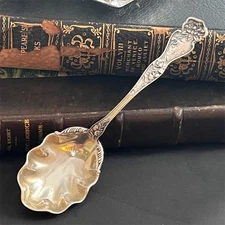 Cherry Blossom Blackinton Sugar Spoon Ruffle Gold Wash Bowl R. 5 5/8" Mono "A"