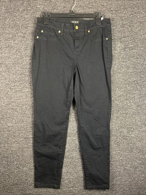 IMAN Women's Stretch Skinny Black Pants sz 12P Waist