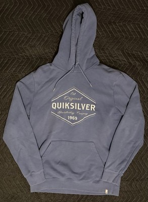 Quiksilver Boardriding Co 1969 Spellout Logo Hoodie Mens Large L Blue Est 69