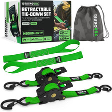 Retractable Ratchet Straps 2-Pack - 1 Inch X 10 Feet 1,209Lb Break Strength 