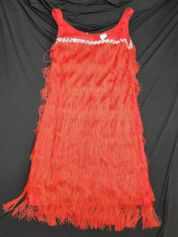 Spirit Halloween Red Flapper Fringe Dress Adult Small 1920s Inspired Gatsby - Image 2 of 4