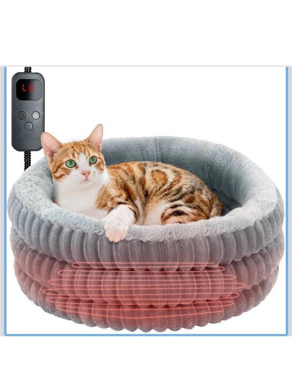 Techtail 20” Heated Donut Cat Bed & Adjustable Pad - New in Box