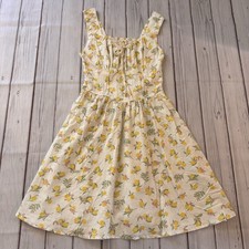 Jessica Simpson Small Summer Babydoll Yellow Lemons Print Sun Dress Smocked