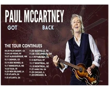 Paul McCartney Got Back Tour Poster 2025 Various Cities