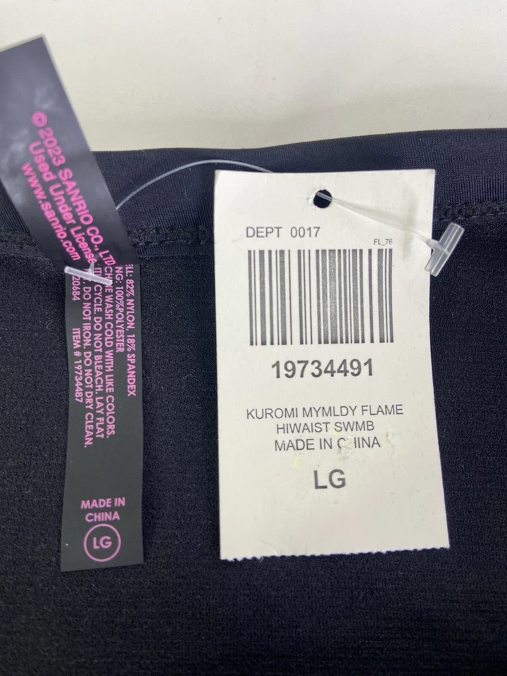 Calças de natação My Melody and Kuromi Flame pretas cintura alta femininas juniores grandes - Imagem 4 de 4