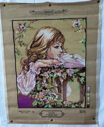 Vintage Margot De Paris Completed Needlepoint Tapestry Lucie D'Apres Yev