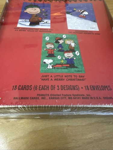 Hallmark Peanuts Snoopy Woodstock 18 Christmas Cards Envelopes 6 Ea Of 3 Designs - Picture 8 of 9