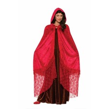 Medieval Fantasy Ruby Red Adult Costume Cape One Size