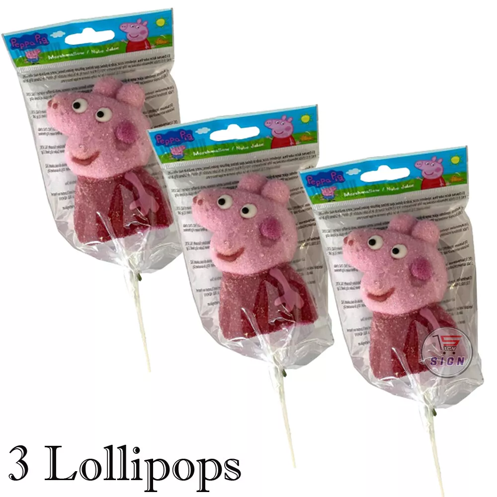 PEPPA PIG MARSHMALLOW POPS LOLLIPOPS PINK CANDY SWEETS Present Gift 30g