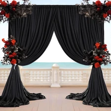Aimosen 5X10Ft 2 Panels Black Backdrop Curtains for Party Wedding Baby Shower 