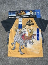 Boys Jurassic Park Dinosaur Pajama Shorts Pants Shirt Set Size 7